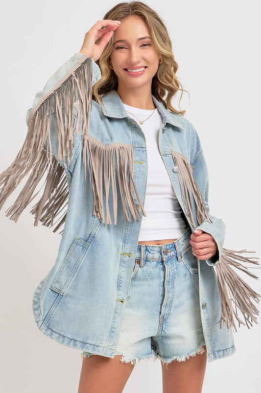 Western Fringe Denim Jacket