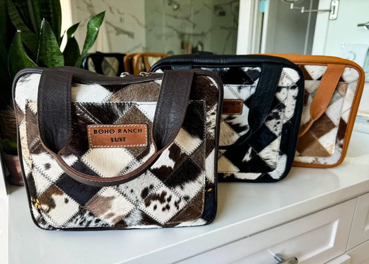 Cowhide Travel Makeup Bag